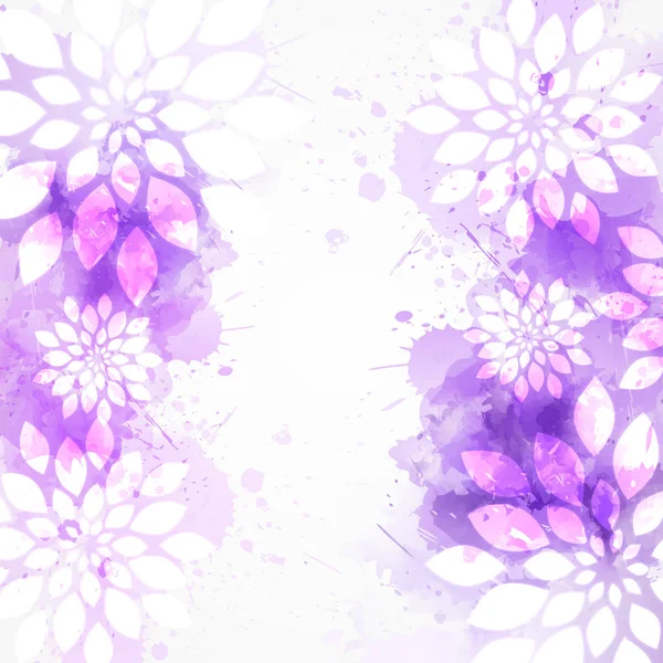 Sfondo Astratto Con Acquerello Spruzzi Colorati Fiori Colore Viola Modello — Vettoriale Stock