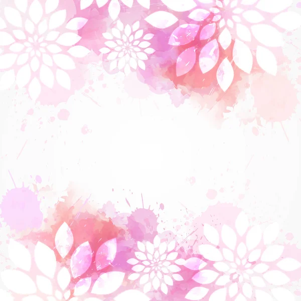 Αφηρημένα Φόντο Ακουαρέλα Πολύχρωμες Πιτσιλιές Και Λουλούδια Ροζ Χρώματος Πρότυπο — Διανυσματικό Αρχείο