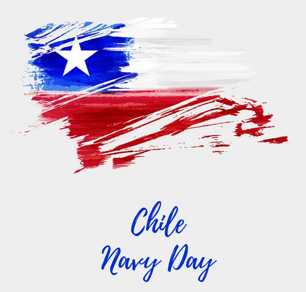 Fondo Vacaciones Con Grunge Bandera Imitación Acuarela Chile Día Marina — Vector de stock