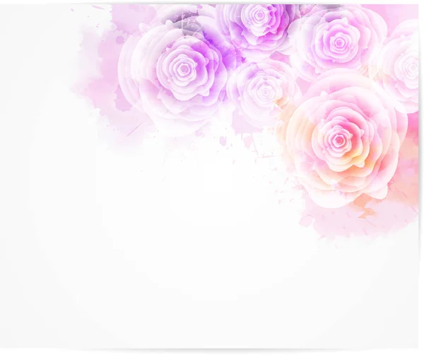 Fond Abstrait Avec Des Éclaboussures Colorées Aquarelle Des Fleurs Roses — Image vectorielle