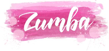 Arka plan Zumba - el yazısı modern hat metin pembe suluboya boya fırça.