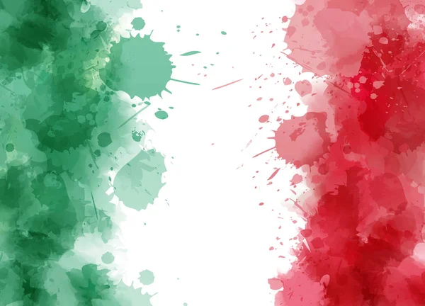 Pintura Acuarela Abstracta Salpicaduras Italia Colores Bandera Plantilla Para Fiesta — Archivo Imágenes Vectoriales