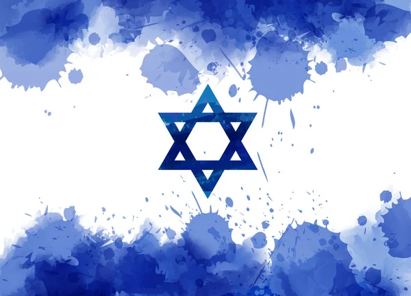 Peinture Aquarelle Abstraite Éclabousse Drapeau Israël Modèle Pour Fond Fête — Image vectorielle