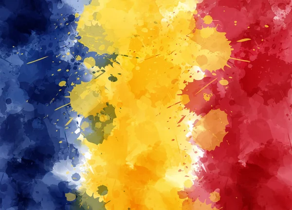 Grunge Abstrakte Aquarell Gemalte Flagge Rumäniens Vorlage Für Nationalfeiertag Hintergrund — Stockvektor