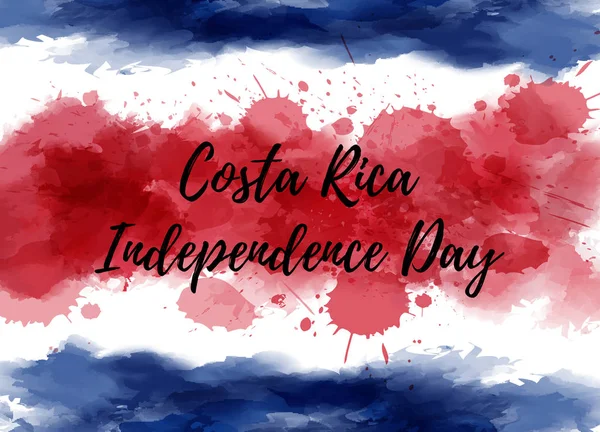 Dia Independência Costa Rica Bandeira Pintura Aquarela Abstrata Costa Rica —  Vetores de Stock