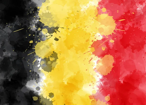 Abstract Aquarel Geschilderd Spatten Vlag Van België Sjabloon Voor Nationale — Stockvector