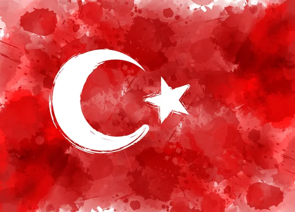 Turkije Abstract Aquarel Grunge Vlag Achtergrond Van Vakantie Met Aquarel — Stockvector