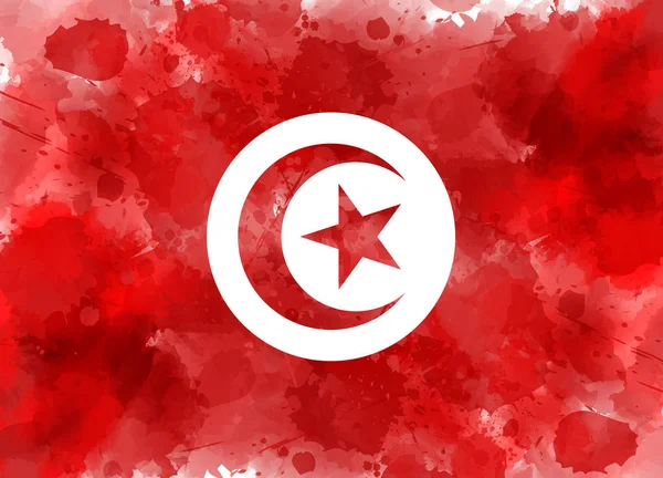 Tunisie Abstrait Aquarelle Drapeau Grunge Fond Vacances Avec Aquarelle Imitation — Image vectorielle