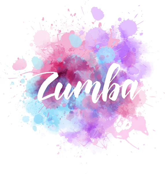 Zumba Texte Calligraphie Moderne Sur Peinture Aquarelle Éclaboussure — Image vectorielle