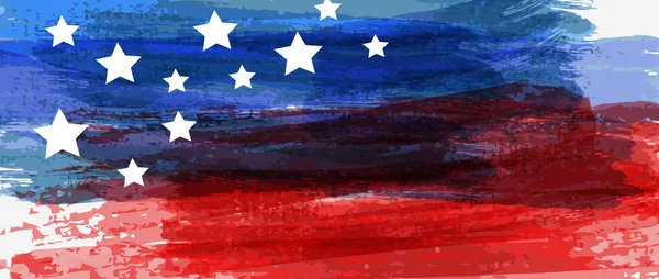 Usa Astratto Grunge Bandiera Dipinta Banner Orizzontale Modello Festa Nazionale — Vettoriale Stock