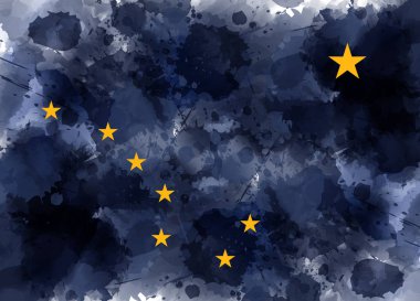 Alaska Devlet bayrağı. Grunge Alaska bayrağı boyalı. Tatil arka plan, afiş, davetiye, poster için şablon.