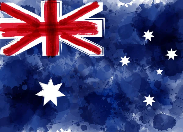 Acuarela Grunge Pintada Bandera Australia Plantilla Para Símbolo Nacional Vacaciones — Archivo Imágenes Vectoriales