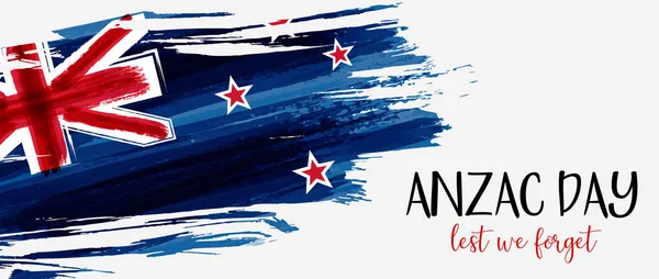 Bandeira Feriado Dia Anzac Com Bandeira Grunge Nova Zelândia —  Vetores de Stock