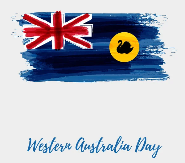 Nyugat Ausztrália Nap Ünnep Absztrakt Grunge Festett Zászló — Stock Vector