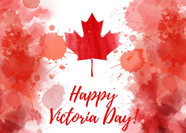 Happy Victoria Day National Holiday Canada Background Watercolor Abstract Splashes — Stock Vector