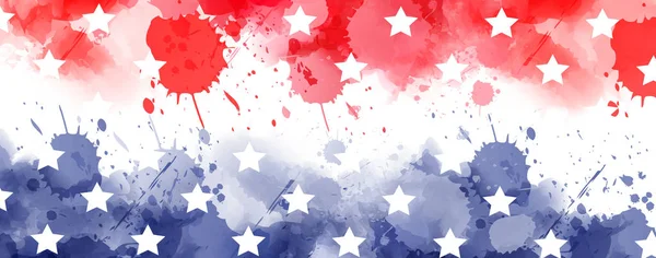 Abstrakt Bakgrund Banner Med Akvarell Stänk Flaggan Färger För Usa — Stock vektor