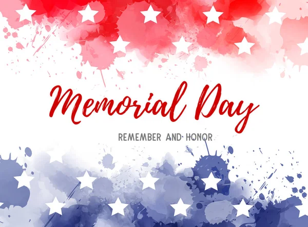 Usa Memorial day watercolored background — Stock Vector