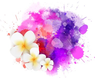 Soyut boya sıçrama plumeria çiçekler ile