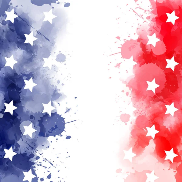 Акварель банер в США прапор кольори з зірками — стоковий вектор