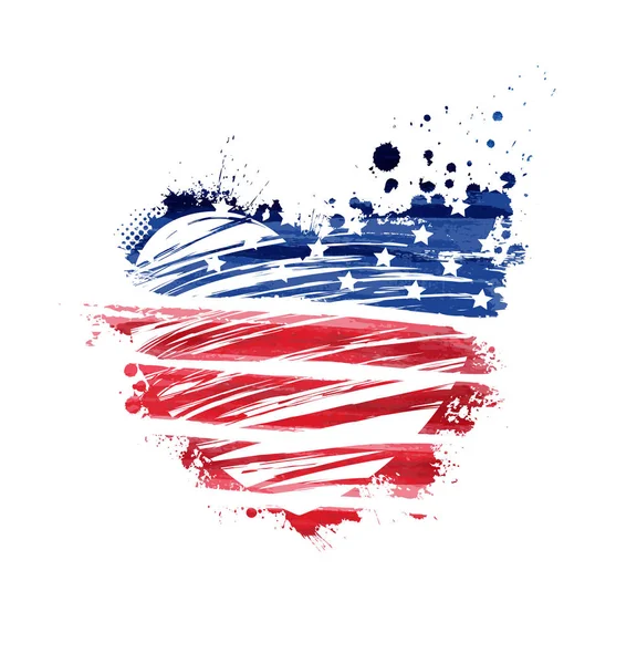 Flaga USA grunge w kształcie serca — Wektor stockowy