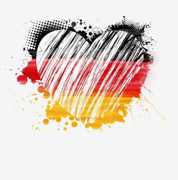 Kalp şeklinde grunge Alman bayrağı — Stok Vektör