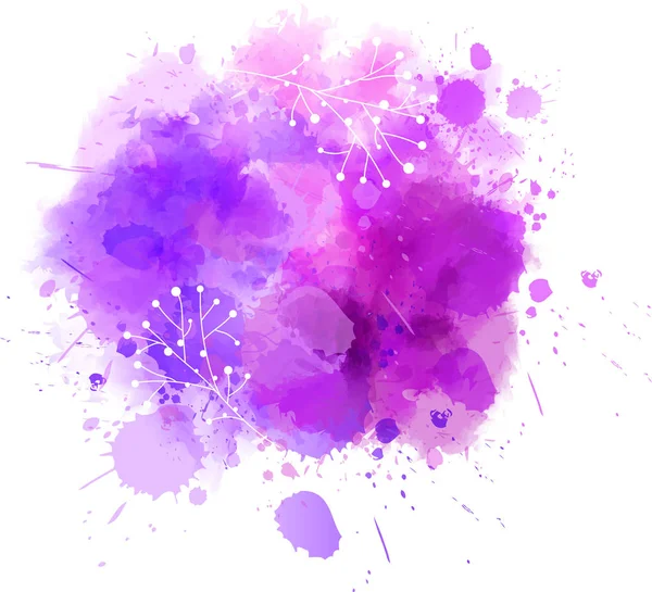 Абстрактный всплеск акварельной краски с цветами — стоковый вектор