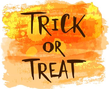 Trick veya treat - turuncu arka plan üzerinde el yazısı harfler