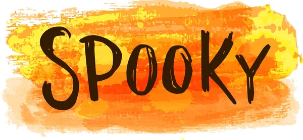 Spooky - letras sobre fondo naranja cepillado — Vector de stock