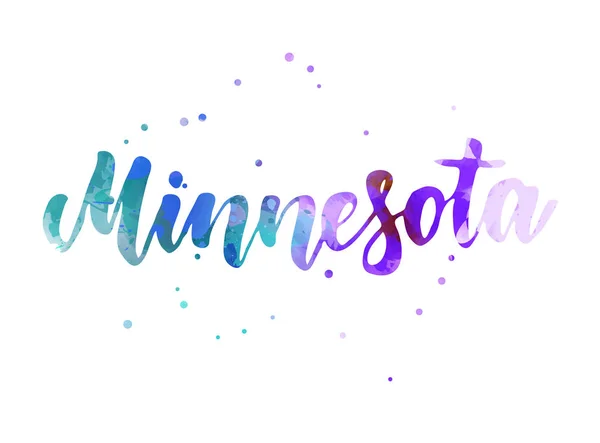 Minnesota akvarell kézzel írott felirat — Stock Vector