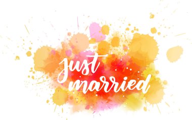 Suluboya arka planda harflerle evlenmiş.