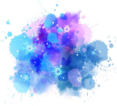 Kar taneleri ile suluboya arka plan