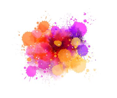 Pembe ve mor renkli suluboya boya sıçraması. Modern tasarımlarınız için arka plan