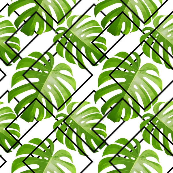 Background with tropical palm leaves. Exotic tropical plants. — Stock Vector