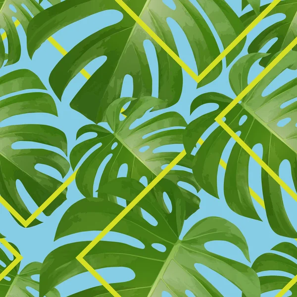 Arka plan ile tropikal palmiye yaprakları. Egzotik tropik bitkiler. Vektör Grafikler
