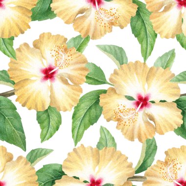 Sulu Boya Dikişsiz tropikal desen