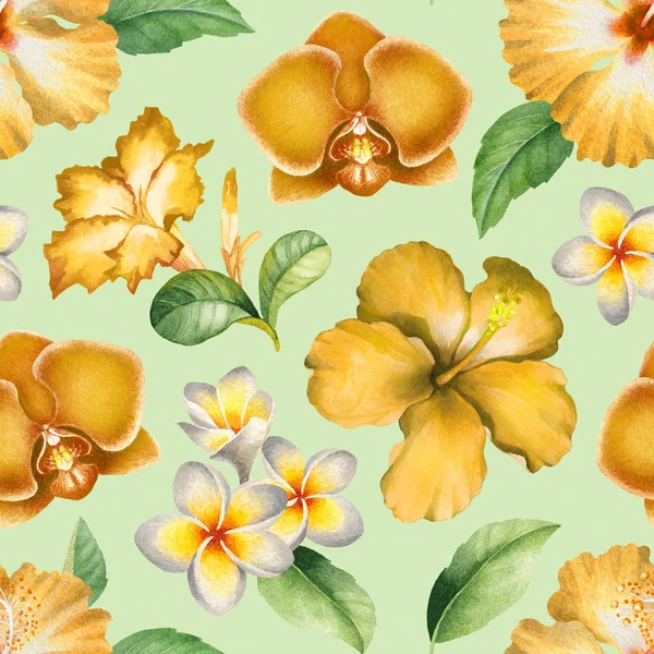 Watercolor Seamless Tropical Pattern — Stock Photo, Image