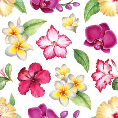 Sulu Boya Dikişsiz tropikal desen