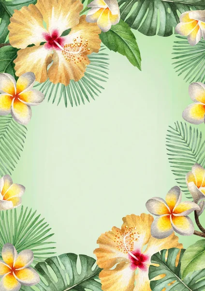 Watercolor tropical floral background