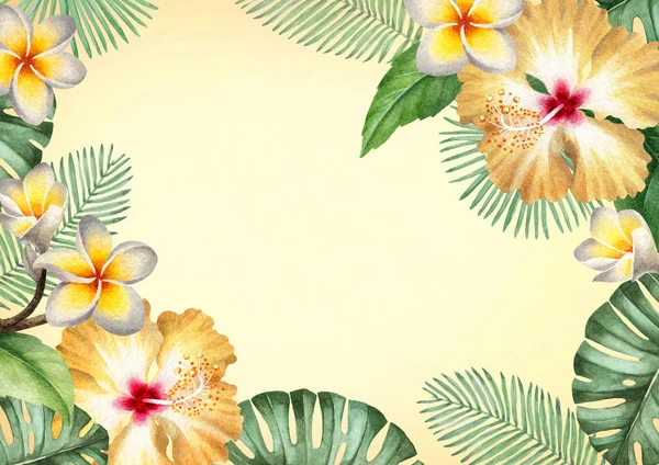 Aquarell Tropischen Floralen Hintergrund — Stockfoto