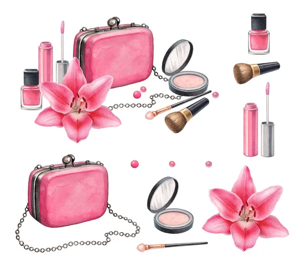 Illustrations Produits Maquillage Accessoires Illustration Mode — Photo