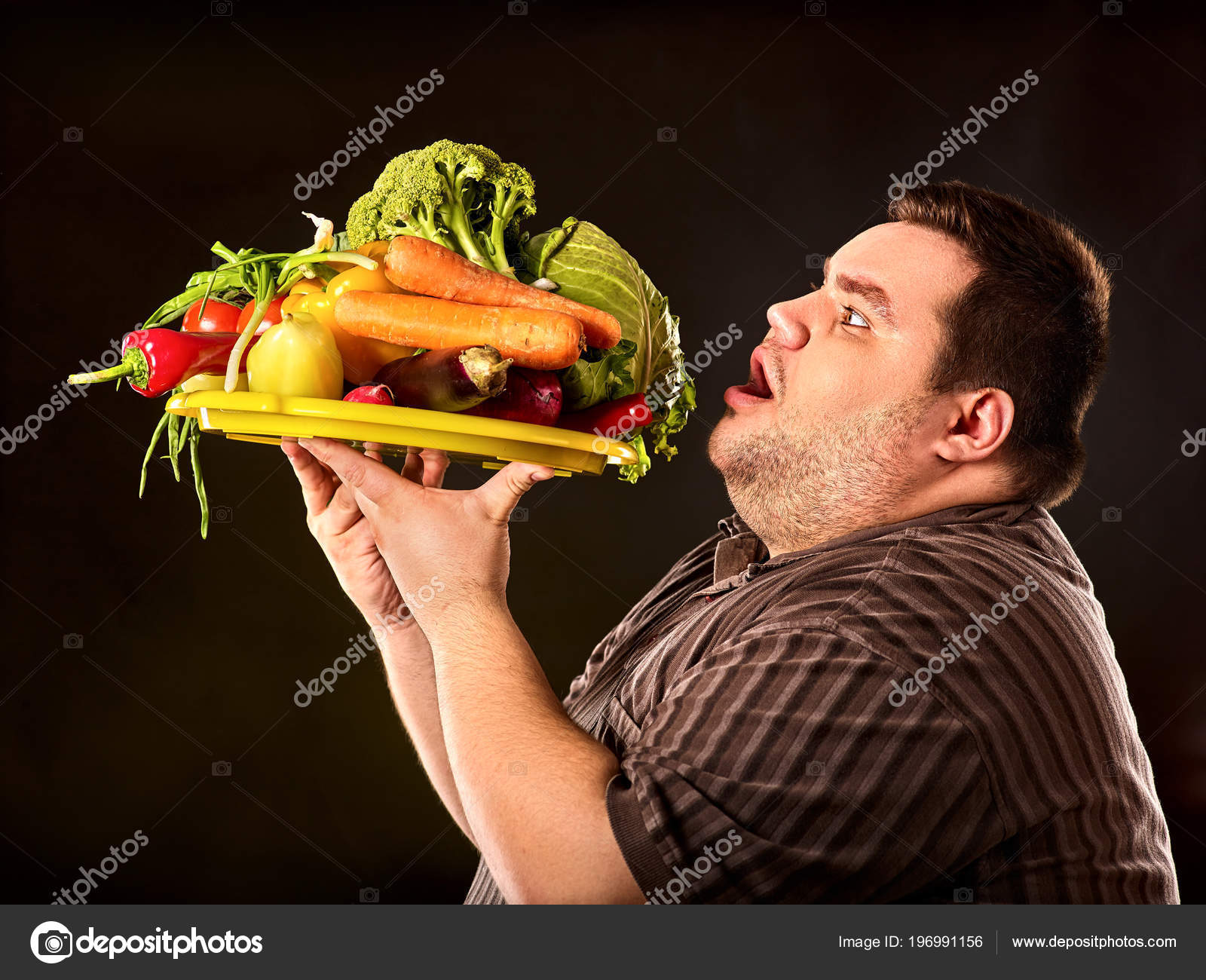Diet Fat Man Eating Healthy Food Healthy Breakfast With Diet Fat Man Eating Healthy Food Healthy Breakfast With
