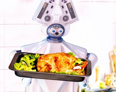 Robot yerli yardım cook mutfak at.