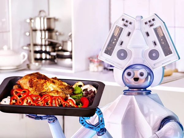 Robot cocinero de asistencia doméstica en la cocina . —  Fotos de Stock