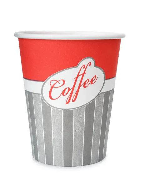 Disposable Take Out Paper Coffee Cup Isolated White — Stock Photo, Image