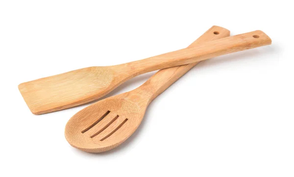 Wooden Kitchen Spoon Spatula Isolated White — Stock Photo, Image