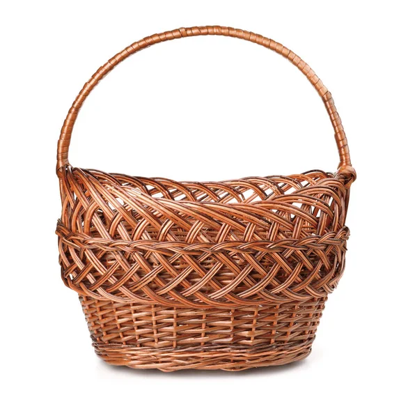 Front View Empty Wicker Basket Isolated White — Stock Photo, Image