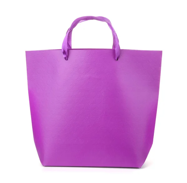 白色隔离紫色礼品袋的前景 — 图库照片