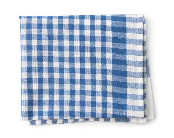 Draufsicht Auf Blaue Baumwollküche Serviette Isoliert Auf Weiß — Stockfoto