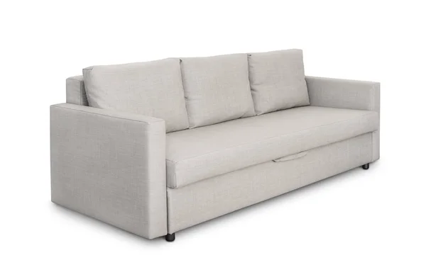 三座舒适的灰色沙发 白色隔离 — 图库照片