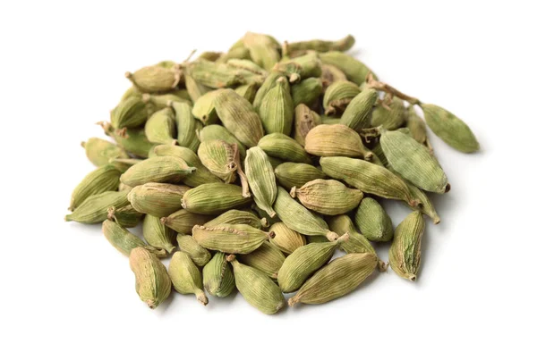 Montón Vainas Cardamomo Aisladas Blanco —  Fotos de Stock